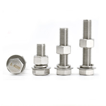 Stainless steel threaded hex bolt double sided nut with washer